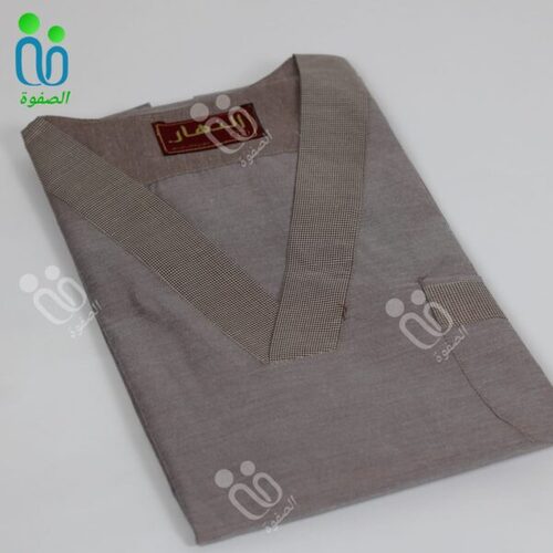 دشداشه النهار رجالي غولة دائرية اللون بني ساده N31