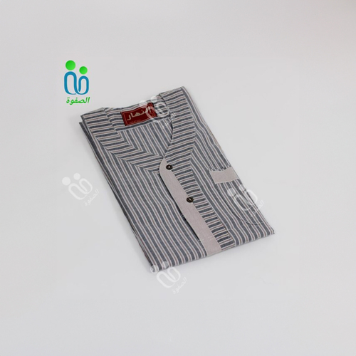 دشداشه النهار رجالي غولة سبعة اللون اسود مع بيج N2