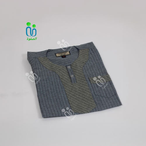 دشداشه اطفال بدون غوله مقاس 18-20-22-34 اللون زيتي ( نقشه ازرق )