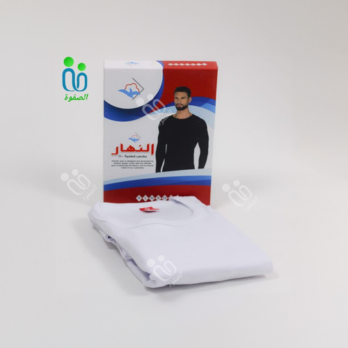 فنايل النهار رجالي شتوي كم طويل اللون ابيض