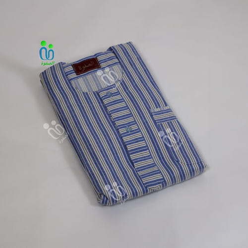 دشداشة الصفوة موديل بدون غولة ( شتوي ) N 52 اللون مقلم ازرق