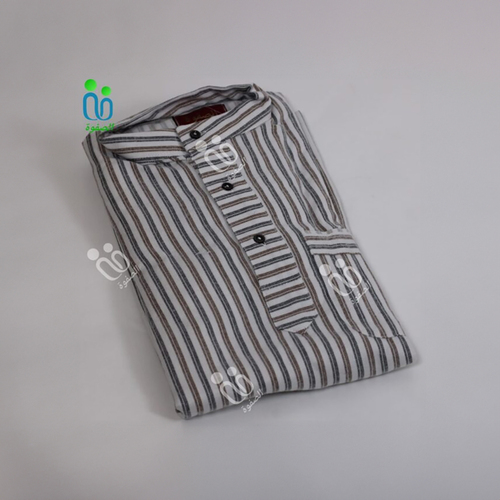 دشداشة الصفوة موديل غولة مرتفعة ( شتوي ) N 55 اللون بني مع رمادي