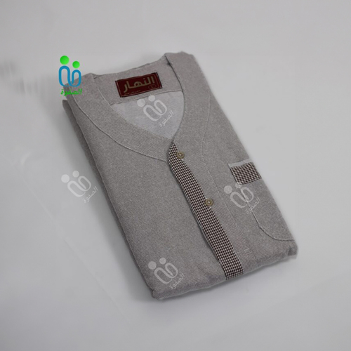 دشداشه النهار رجالي شتوي كم طويل N 51 غوله سبعه اللون بني