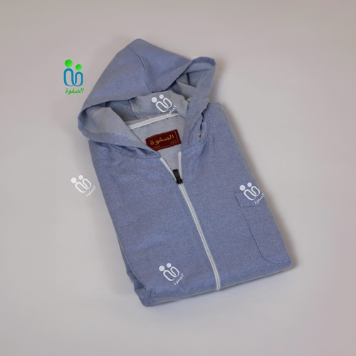 دشداشة الصفوة موديل مغربي مع كبوس شتوي ( سحاب ) N 61 اللون سماوي