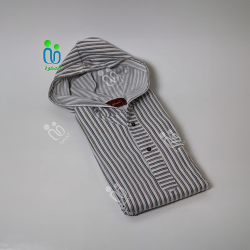 دشداشة الصفوة موديل مغربي مع كبوس ( شتوي ) N 60 اللون بني مع رمادي