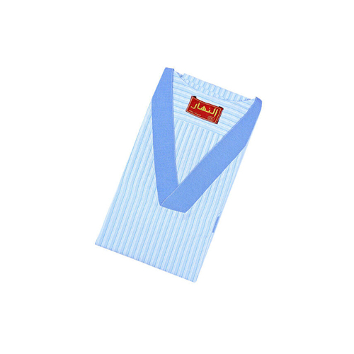 دشداشه النهار رجالي غولة سبعة كبيرة اللون مقلم سماوي N51.1