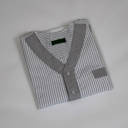 دشداشه النخبة غولة سبعة مقلم رمادي مع بني NK3