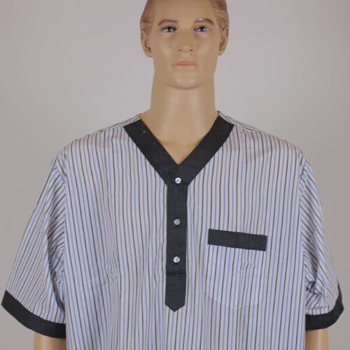 دشداشه النخبة غولة سبعة رمادي مقلم رمادي NK3