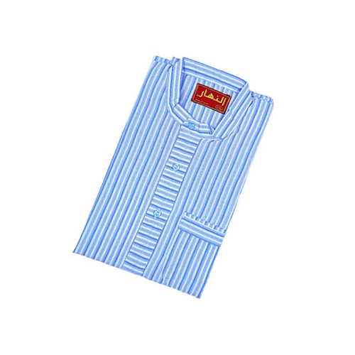 دشداشه النهار رجالي غولة مرتفعه اللون مقلم ازرق N1.1