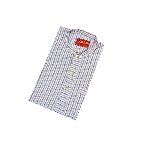 دشداشه النهار رجالي غولة مرتفعه اللون مقلم بني N1.1