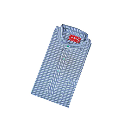 دشداشه النهار رجالي غولة مرتفعه اللون مقلم زيتي N1.1