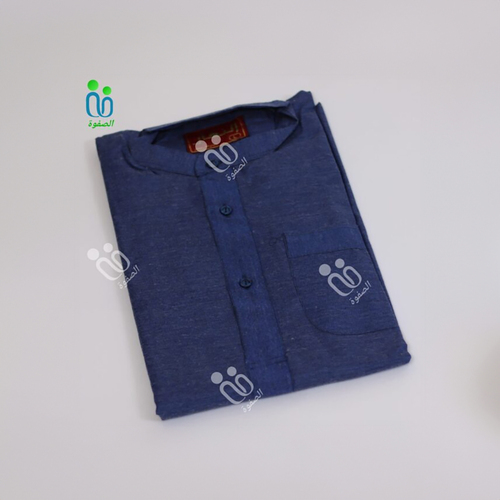 دشداشه النهار رجالي غولة مرتفعه اللون كحلي ساده N1.1