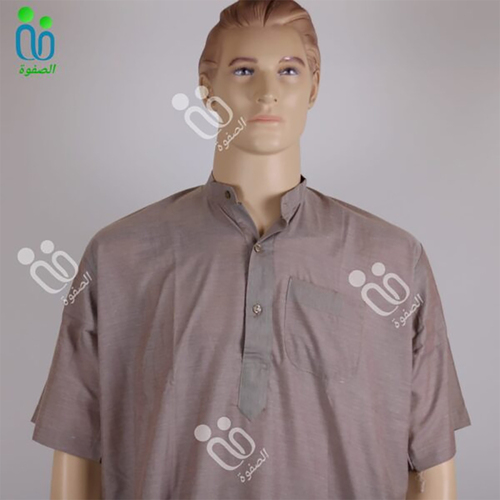 دشداشه النهار رجالي غولة مرتفعه اللون بني ساده N1.1