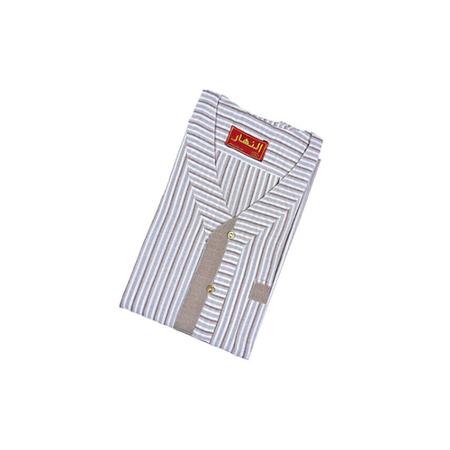 دشداشه النهار رجالي غولة سبعة اللون مقلم بني N2.1