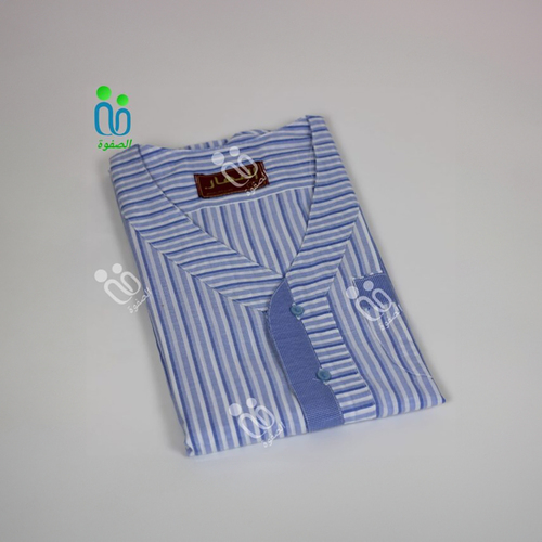 دشداشه النهار رجالي غولة سبعة اللون مقلم ازرق N2.1