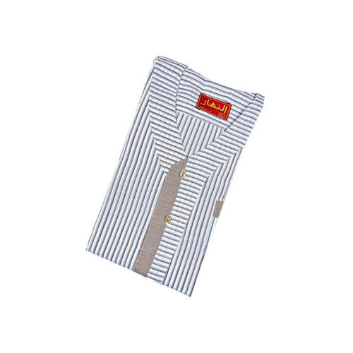 دشداشه النهار رجالي غولة سبعة اللون رمادي مع بني N2.1