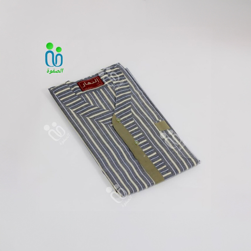 دشداشه النهار رجالي غولة سبعة اللون زيتي مع رمادي N2