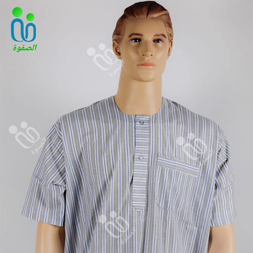 دشداشه النهار رجالي غولة دائرية اللون رمادي مع ازرق N3