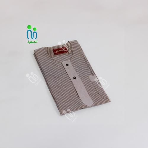 دشداشه النهار رجالي غولة دائرية مع نقشه اللون بني N4