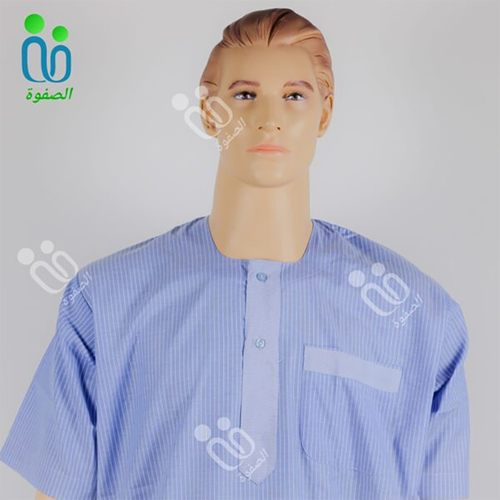 دشداشه النهار رجالي غولة دائرية مع نقشه اللون ازرق N4