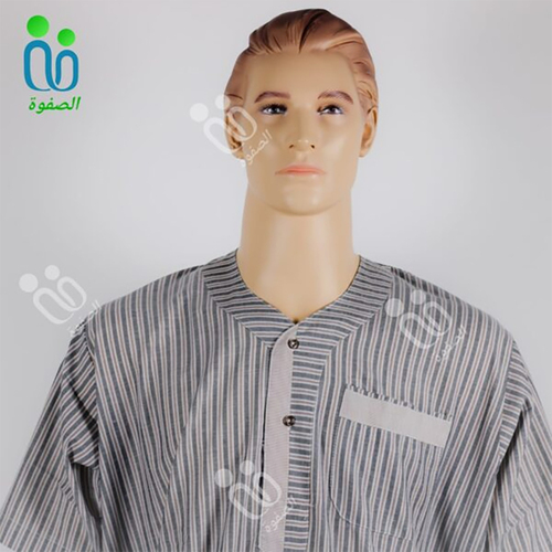 دشداشه النهار رجالي غولة سبعة اللون اسود مع بيج N2