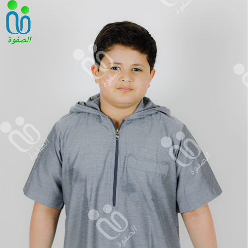 دشداشه النهار ولادي موديل مغربي N500 اللون رمادي