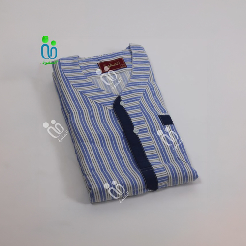 دشداشة الصفوة موديل غولة سبعة( شتوي ) N 53 اللون مقلم ازرق