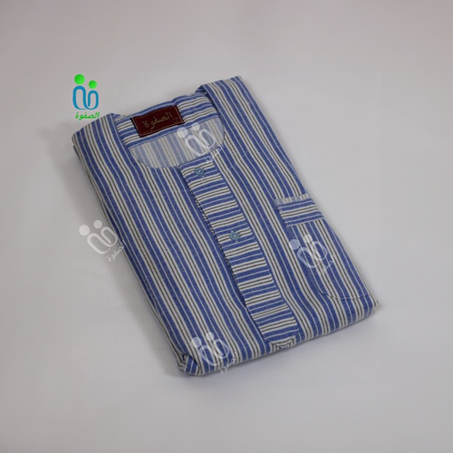 دشداشة الصفوة موديل بدون غولة ( شتوي ) N 52 اللون مقلم ازرق