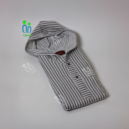 دشداشة الصفوة موديل مغربي مع كبوس ( شتوي ) N 60 اللون بني مع رمادي