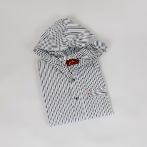 دشداشه النهار رجالي موديل مغربي صيفي ( كم طويل ) 2023 اللون مقلم رمادي