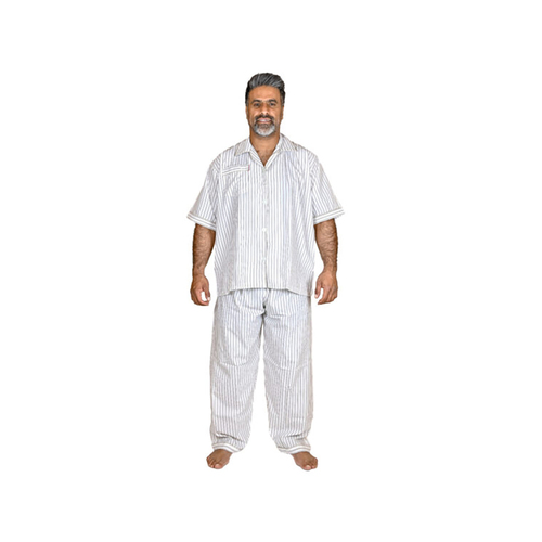 طقم النهار صيفي رجالي موديل سبعه اللون مقلم بني N90