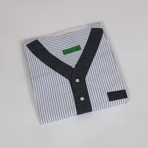 دشداشه النخبة غولة سبعة اسود مقلم ازرق خطين NK3