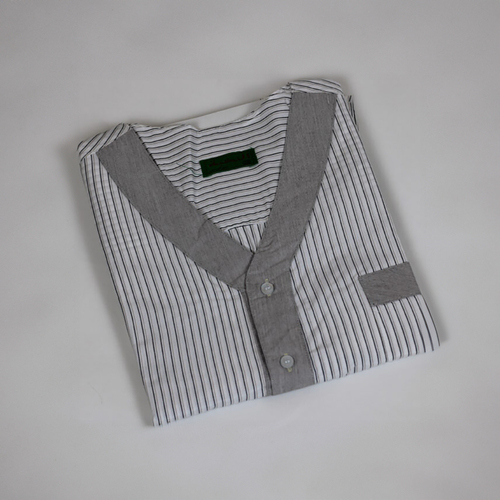 دشداشه النخبة غولة سبعة مقلم رمادي مع بني NK3