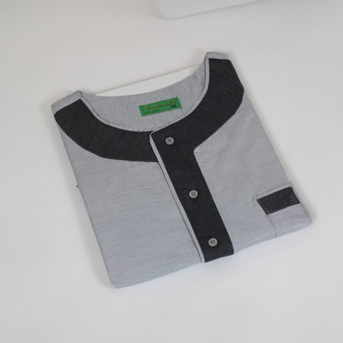 دشداشه النخبة غولة دائرة لون رمادي مع نقشه اسود