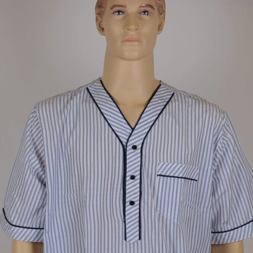 دشداشه النخبة غولة سبعة نقشه اللون مقلم ازرق مع رمادي