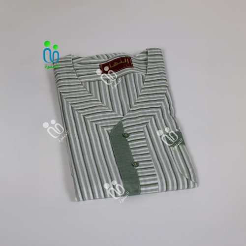 دشداشه النهار رجالي غولة سبعة اللون مقلم زيتي N2.1