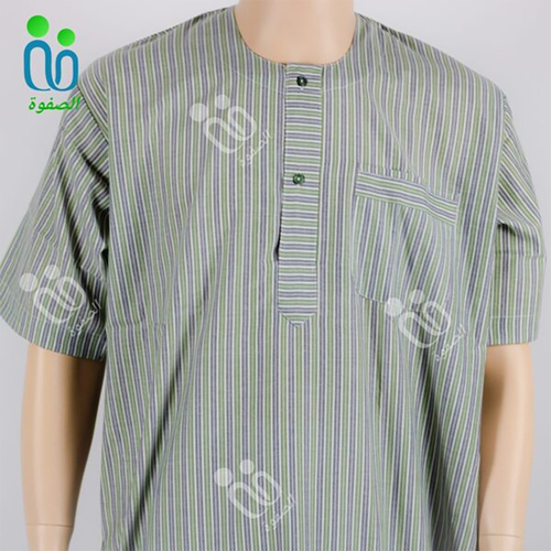 دشداشه النهار رجالي غولة دائرية اللون زيتي مع رمادي N3