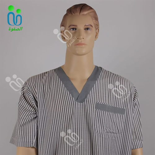 دشداشه النهار رجالي غولة سبعة كبيرة اللون رمادي مقلم بني N51