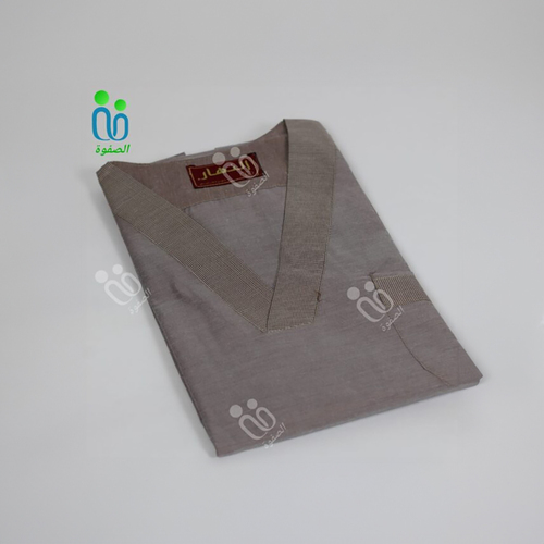 دشداشه النهار رجالي غولة سبعة كبيرة اللون بني ساده N51