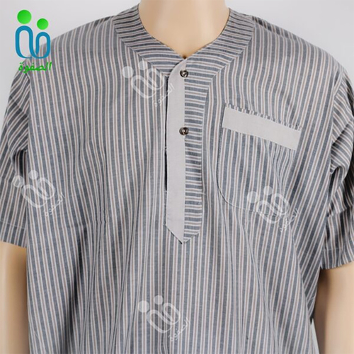 دشداشه النهار رجالي غولة سبعة اللون اسود مع بيج N2