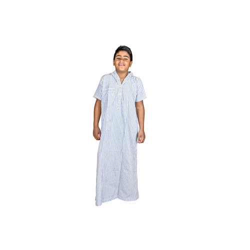 دشداشه النهار ولادي موديل مغربي N501 2023 اللون مقلم ازرق