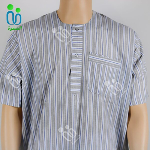 دشداشه النهار رجالي غولة دائرية اللون رمادي مع ازرق N3