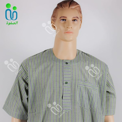 دشداشه النهار رجالي غولة دائرية اللون زيتي مع رمادي N3