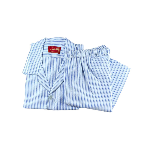 طقم النهار صيفي رجالي موديل سبعه اللون مقلم ازرق N90