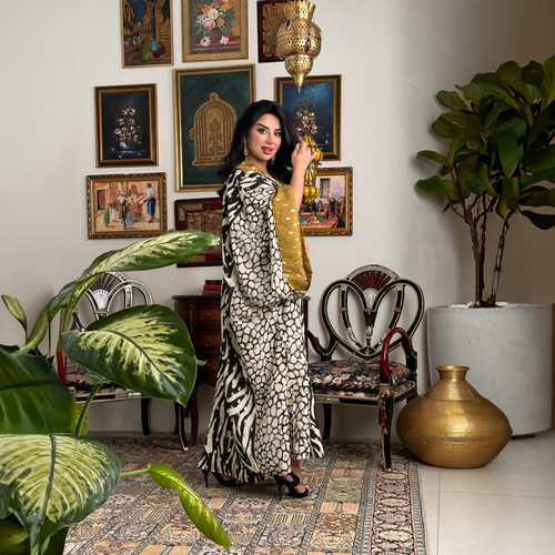 دراعة قصة وآسعة اللون زيبرا