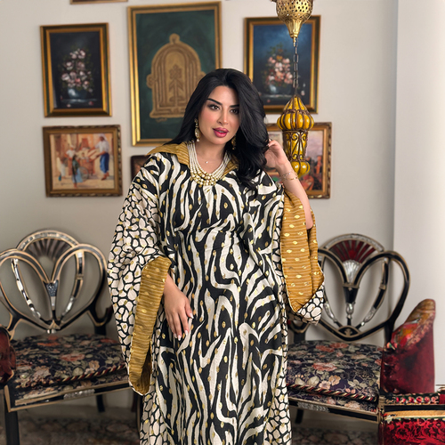 دراعة قصة وآسعة اللون زيبرا