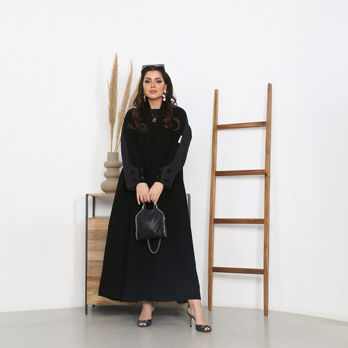 بليزر عملي بأكمام مجعدة اللون اسود LA 7