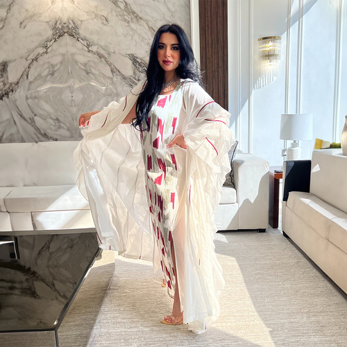 دراعة ابيض +عنابي LD 4