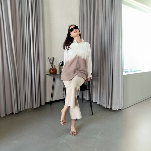 قميص اومبري تدرج بيج LT 1