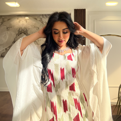 دراعة ابيض +عنابي LD 4